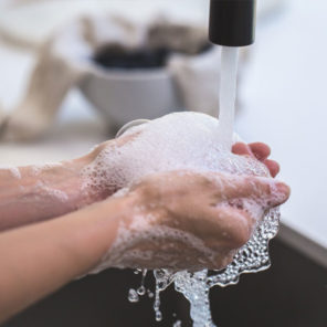 hand washing pink liquid soap